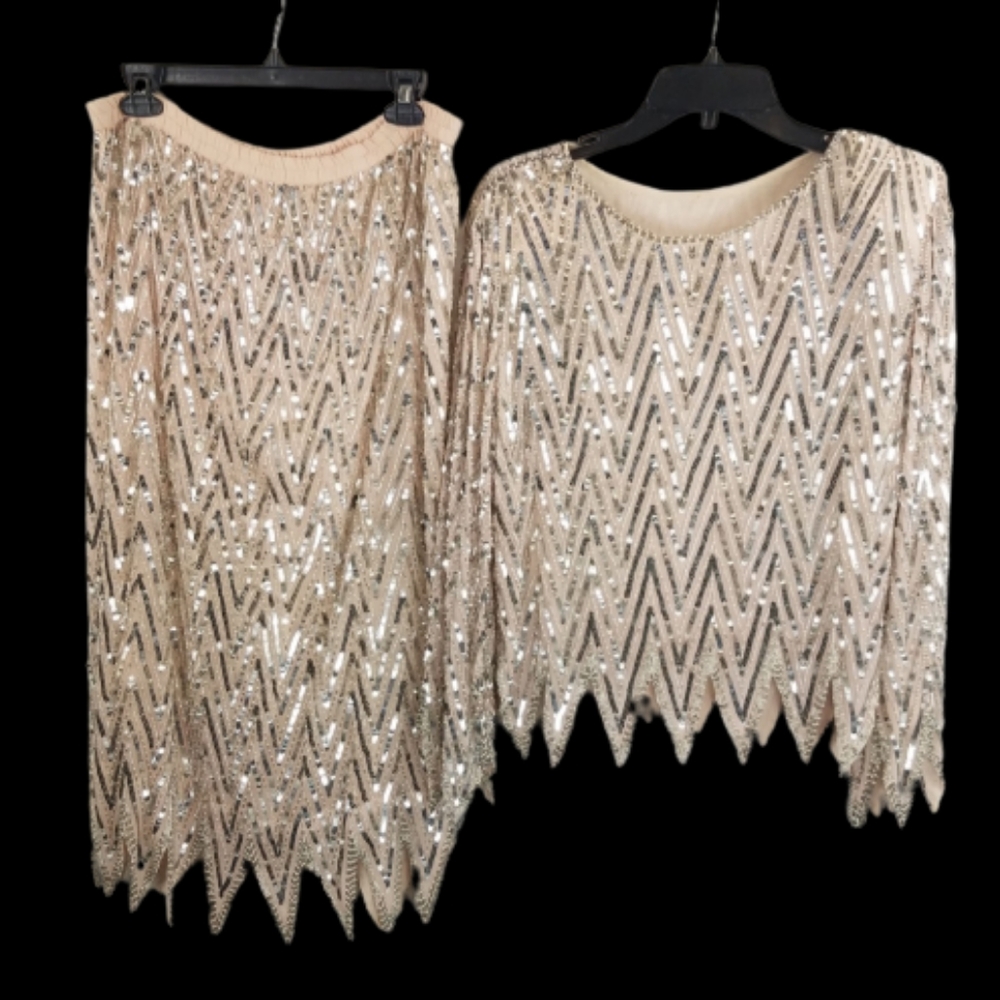 NWOT Vintage Dominique 2 Piece Beaded Formal Set